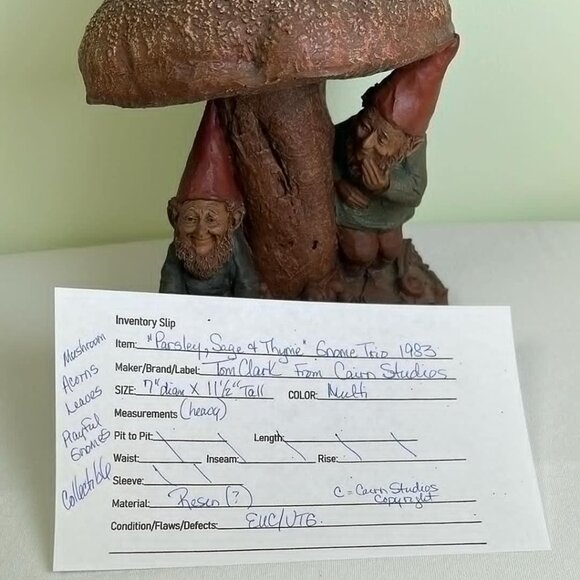 Tom Clark 1983 Parsley, Sage & Thyme Gnome Trio W/Mushroom Fairy, Cottage Whimsy - Picture 2 of 11